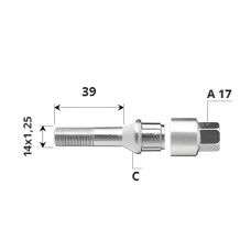 Външен секретен болт 14x1.25x39 комплект