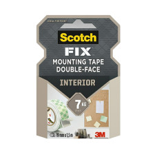 Двойнолепящо тиксо 3M Scotch FIX 19мм х 1.5м до 7кг Интериор Двойнолепящо тиксо 3M Scotch FIX 19мм х 1.5м до 7кг Интериор